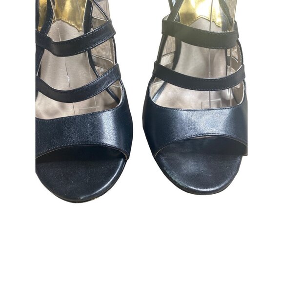 MICHAEL KORS WOMEN'S JESSIE BLACK LEATHER STRAPPY HEELS SZ 9.5 - Picture 4 of 12